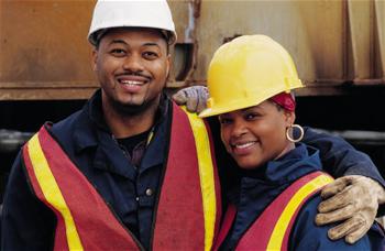 male and female construction worker