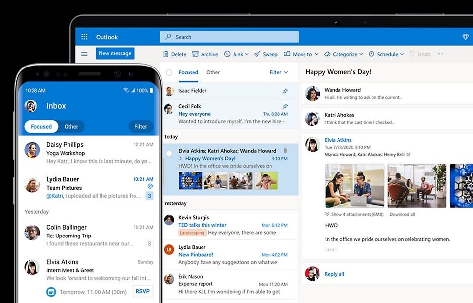 Outlook mobile and desktop images